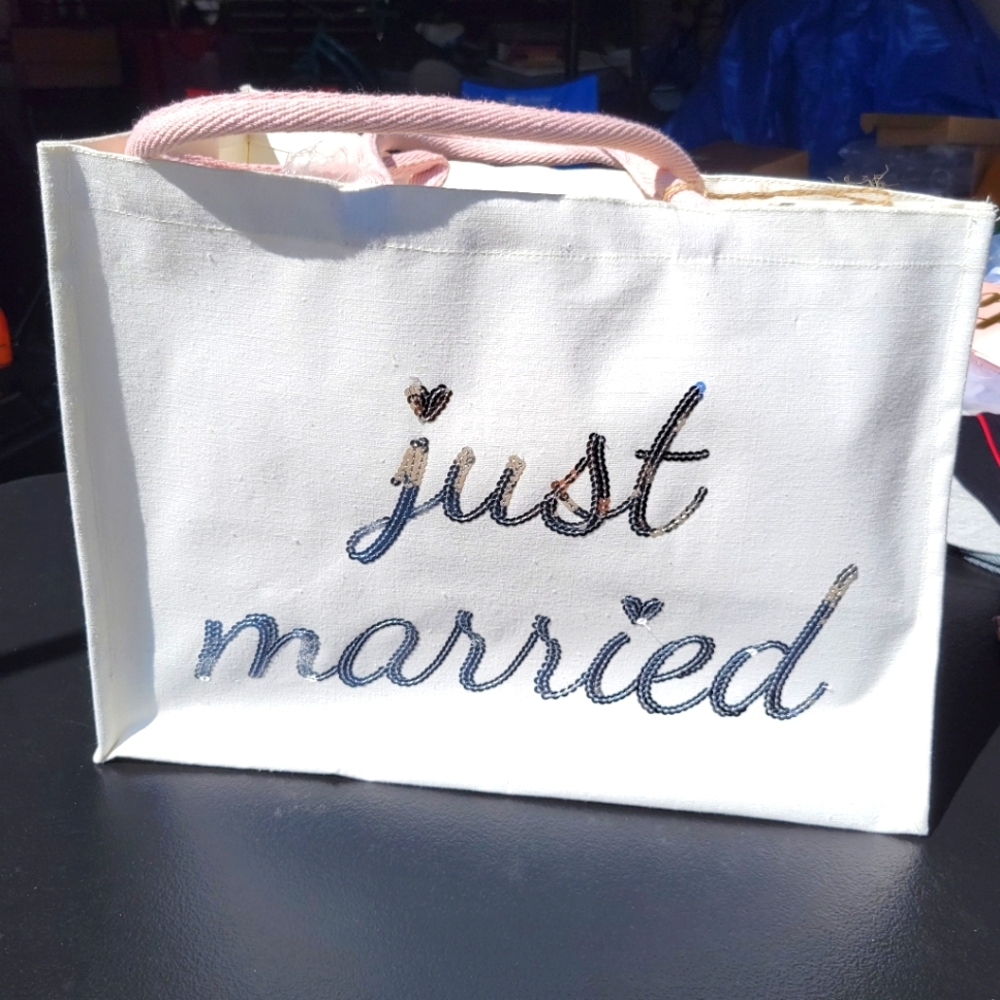 JUST MARRIED Canvas Tote